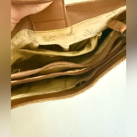 Vintage Fossil 90s Y2K Basket Woven Rattan Leather Shoulder Bag Boho Hippie - Picture 6 of 7